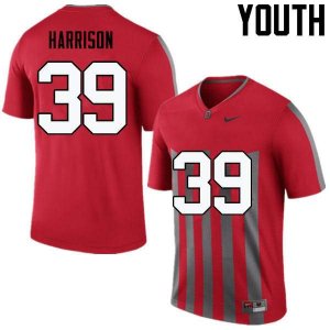 NCAA Ohio State Buckeyes Youth #39 Malik Harrison Throwback Nike Football College Jersey MHW1145BB